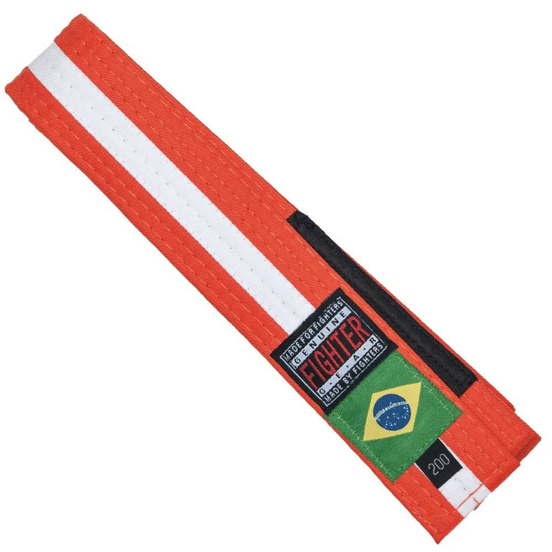 Fighter BJJ belte oransje/hvit stripe